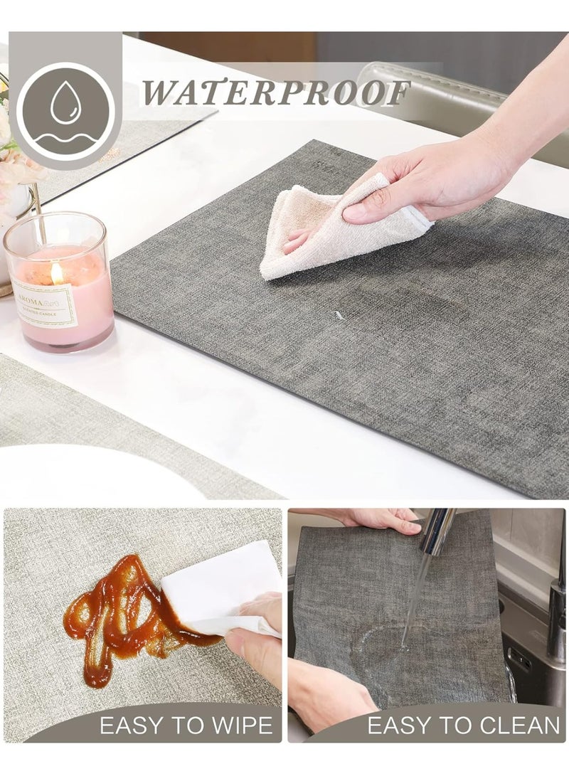 Leather Placemats Set of 6 Reversible Table Mats Heat Resistant Waterproof No-Slip Place Mats for Dining Table Kitchen Parties - Image 5